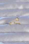 Pirinç Gold Renk Zirkon Taşlı İncili Satürn Model Ayarlanabilir Yüzük - TJ-BYK3223 thumbnail 1