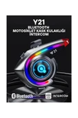 Y21 Rgb Işık Efektli Intercom Bluetooth Motosiklet Kask Kulaklığı Intercom Kulaklık - 2