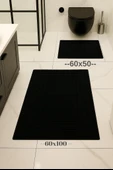 %100 Pamuk Dokuma, Su Emici, Banyo Paspas Seti, Banyo Halısı Vera 2'li Klozet Takım 60x100-60x50 - 2