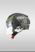 Sway 766 Matt Warrıor Black Army Grey Yarım Motosiklet Kaskı - 1