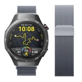 Huawei Watch GT5 Pro 46mm Uyumlu Manyetik Milanese Loop Metal Kordon   Koyu Gri thumbnail 3