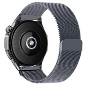 Huawei Watch GT5 Pro 46mm Uyumlu Manyetik Milanese Loop Metal Kordon   Koyu Gri thumbnail 2