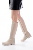 165-305 Bej Arka Streç Fermuarlı Günlük Kadın Çizme thumbnail 1