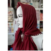 ERİPEK HAYAL OYALI DÜZ RENK YAZMA & TÜLBENT - EBADI: 95 X 95 cm - RENK: BORDO - 1