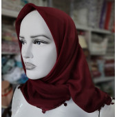 ERİPEK HAYAL OYALI DÜZ RENK YAZMA & TÜLBENT - EBADI: 95 X 95 cm - RENK: BORDO - 3