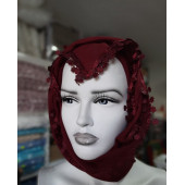 ERİPEK HAYAL OYALI DÜZ RENK YAZMA & TÜLBENT - EBADI: 95 X 95 cm - RENK: BORDO - 5