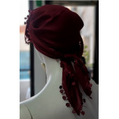 ERİPEK HAYAL OYALI DÜZ RENK YAZMA & TÜLBENT - EBADI: 95 X 95 cm - RENK: BORDO - 6