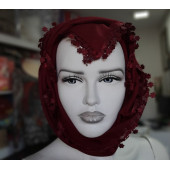 ERİPEK HAYAL OYALI DÜZ RENK YAZMA & TÜLBENT - EBADI: 95 X 95 cm - RENK: BORDO - 7