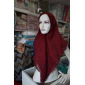 ERİPEK HAYAL OYALI DÜZ RENK YAZMA & TÜLBENT - EBADI: 95 X 95 cm - RENK: BORDO - 9