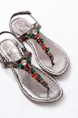 152-1110 Platin Multi  Taşlı Parmak Arası Kadın Sandalet thumbnail 5