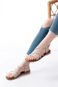 205-017 Bej Ortopedik Hakiki Deri Kadın Sandalet thumbnail 2