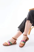 205-209 Multi Hakiki Deri Tokalı Parmak Arası Kadın Sandalet thumbnail 2