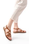 205-017 Taba Ortopedik Hakiki Deri Kadın Sandalet thumbnail 1