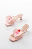 S-622 Pembe Orkide Detaylı İnce Topuklu Kadın Terlik thumbnail 3