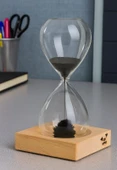 3 Lü Masa Üstü Seti – Newton Balans, Kum Saati, Led Işıklı Karahindibağ Küre Dekoratif Ofis Hediyesi - 2