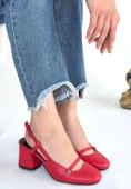 Jecci Kırmızı Cilt Topuklu Ayakkabı thumbnail 3