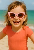 Kids Güneş Gözlüğü Pembe Çekik Çerçeve UV 400 Korumalı CE Belgeli Çocuk Güneş Gözlüğü - 1