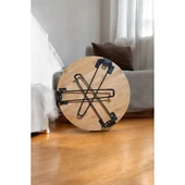 Periboia Bambu Metal Ayaklı Katlanabilir Yuvarlak Masa - 44.5 x 46 x 1.5 Cm - 3