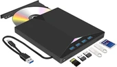 TechTic 7in1 Harici DVD-ROM USB 3.0 HUB Çoğaltıcı TF SD Kart Okuyucu Type C Kablolu DVD Player CD - 3