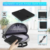 TechTic 7in1 Harici DVD-ROM USB 3.0 HUB Çoğaltıcı TF SD Kart Okuyucu Type C Kablolu DVD Player CD - 5