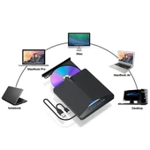 TechTic 7in1 Harici DVD-ROM USB 3.0 HUB Çoğaltıcı TF SD Kart Okuyucu Type C Kablolu DVD Player CD - 2