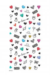Renkli Kalpler Tırnak Dövmesi, Tırnak Tattoo, Nail Art, Tırnak Sticker - 1