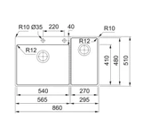 127.0543.036-Franke Box Center Bwx 220-54-27 Bx Çelik Eviye thumbnail 7