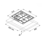 106.0696.854-Franke Fch 604 3G Tc Pw C Rustik Krem Ocak thumbnail 2