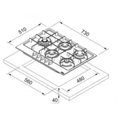 106.0670.114-Franke Fhma 755 4G Dcl Mb C Matt Black Gazlı Ocak thumbnail 2