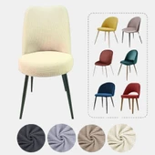 Mucit Home  , Oval Sandalye Kılıfı ,Bambu Kareli Kumaş Esnek Lastikli,  Krem 6 Adet - 1