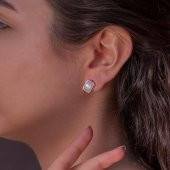 Baget Taşlı Rose Kaplama 925 Ayar Gümüş J Küpe thumbnail 2