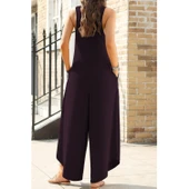 Lucky Life Kadın Askılı Yuvarlak Yaka Cepli Salaş Uzun Viskon Tulum - 7