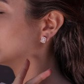 Baget Taşlı Rose Kaplamalı 925 Ayar Gümüş J Küpe - 2