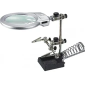 Ayarlanabilir Başlıklı Elektronikçi Yardım Lehim Standı Ile Ledli Büyüteç - 2