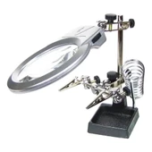 Ayarlanabilir Başlıklı Elektronikçi Yardım Lehim Standı Ile Ledli Büyüteç - 1