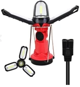 P-8801 Şarjlı Katlanabilir 3xcob Led+ 3w Led Çok Fonksiyonlu Kamp Feneri thumbnail 1