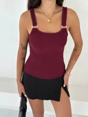 Ottoman toka askılı bluz bordo s4194 - 1