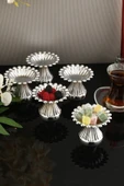 Lumoni Çizgi Ayaklı Boncuklu Lokumluk Gümüş 6 Lı Takım - 8