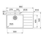 127.0638.908-Franke Mythos Myx 211-86 3 1/2 Çelik Eviye thumbnail 3