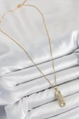 316L Çelik Zirkon Taşlı Messika Model Gold Renk Kadın Kolye - TJ-BKO10345 - 2