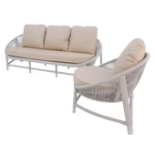 Marise | Üçlü Rattan Bahçe Oturma Grubu | 3+1+1+Sehpalı Bahçe Takımı - 9