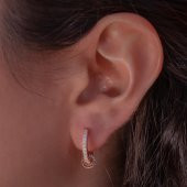 Beyaz Zirkon Taşlı Rose Kaplamalı Halka İçerisinde Gümüş Halka Küpe thumbnail 1