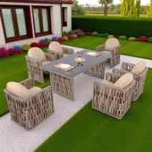 Talia | Rattan Bahçe Masa Takımı | 100X200 6 Kişilik Bahçe Mobilyası thumbnail 2