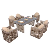 Talia | Rattan Bahçe Masa Takımı | 100X200 6 Kişilik Bahçe Mobilyası thumbnail 8