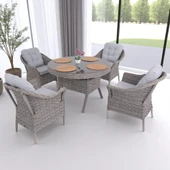 Spark Nova 110 cm Rattan Yuvarlak Minderli Bahçe Masa Takımı thumbnail 5