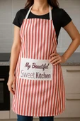Çizgili Mutfak Önlüğü Cepli Baskılı Dayanıklı Kumaş Önlük thumbnail 2