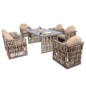 Talia | Rattan Bahçe Masa Takımı | 100X200 6 Kişilik Bahçe Mobilyası thumbnail 3