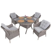 Spark Nova 110 cm Rattan Yuvarlak Minderli Bahçe Masa Takımı thumbnail 9