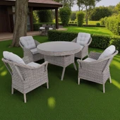 Spark Nova 110 cm Rattan Yuvarlak Minderli Bahçe Masa Takımı thumbnail 2