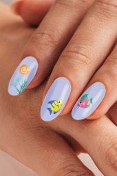 Deniz Canlıları Tırnak Dövmesi, Tırnak Tattoo, Nail Art, Tırnak Sticker - 1